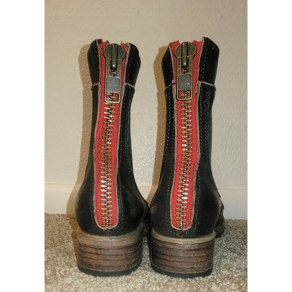 FREEBIRD by Steven Liverpool Women’s 6 Black Red Leather Lace Up Zip Boots